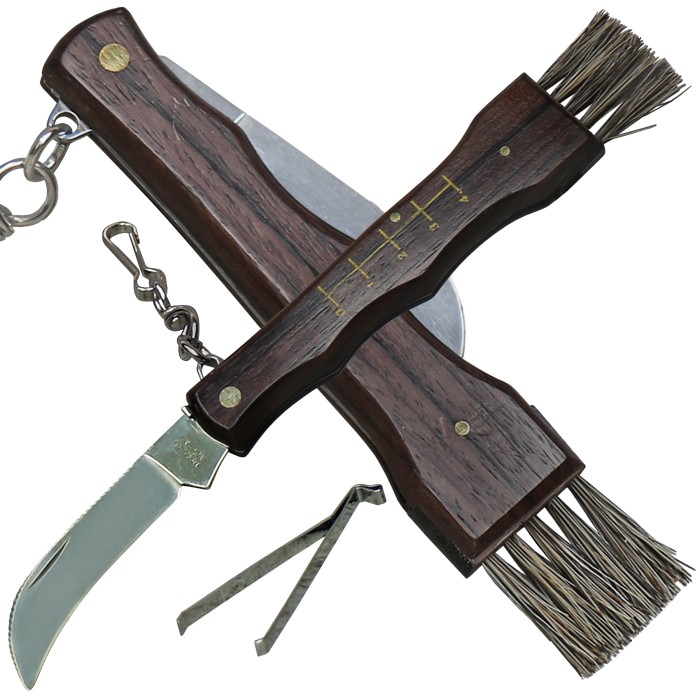 Mercury Pilzmesser mit Holzgriff und Karabiner